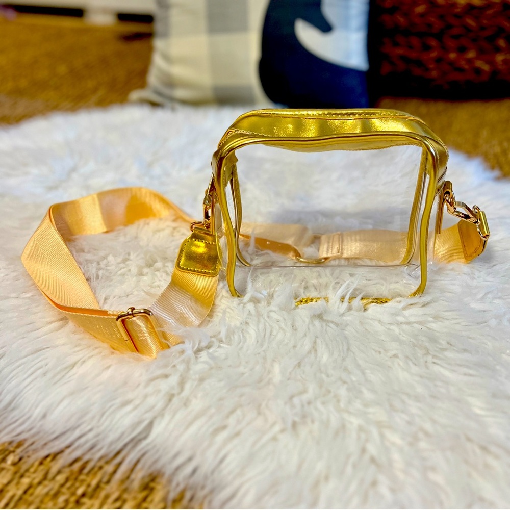 Clear Square Stadium Bag with gold trim FREE SHIPPING!